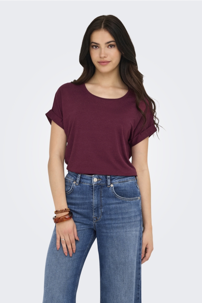 ONLMOSTER S/S O-NECK TOP NOOS JRS 15106662 BURGUNDY
